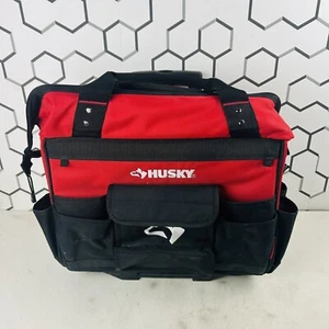 Bolsa de herramientas rodante Husky 18 pulgadas 18 bolsillos resistente mango telescópico ruedas rojo - Imagen 1 de 4