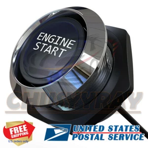 LED Glow Blue DC 12V Engine Starter Button Push Start Switch Ignition Kit - Bild 1 von 5
