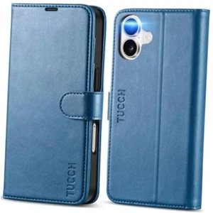Wallet Case for iPhone 16, Magnetic PU Leather Kickstand Flip Cover Light Blue - Picture 1 of 7