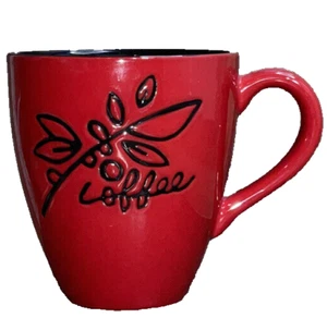 Starbucks Mug 2007 Christmas Holiday Red Black Holly Embossed Coffee Cup 12 floz - Picture 1 of 4