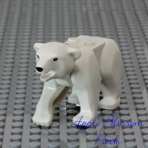 NEW Lego Minifig POLAR BEAR -Snow White Arctic Winter Animal w/Black Eyes & Nose - Picture 1 of 10