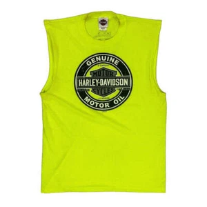 Harley Davidson Graphic Vest - Medium Yellow Cotton Blend - Picture 1 of 8