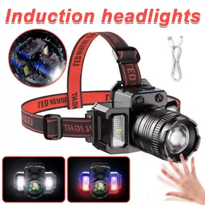 Torcia frontale LED super luminosa USB ricaricabile faro impermeabile lampada - Foto 1 di 15