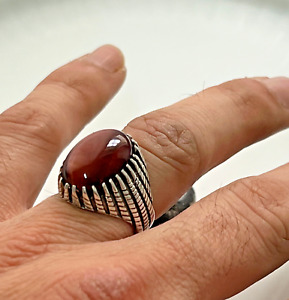Mens Handmade Ring, Turkish Silver Ring, Biker Ring Tiger eye, 925 silver 5-15