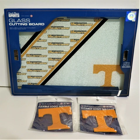 TENNESSEE VOLUNTEERS TEMPERED GLASS CUTTING BOARD & TWO FLEXIBLE MAGNETS Cover