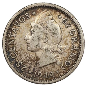 République Dominicaine - 25 centavos 1944 - argent - KM.20 - pièce de monnaie - Imagen 1 de 2
