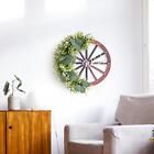 Spring Wreath Artificial Flowers And Wheel Wood Welcome Sign For Fireplaces