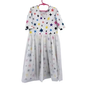Hanna Andersson Girls star print 3/4 sleeve dress size 12 tulle overlay skirt - Picture 1 of 6