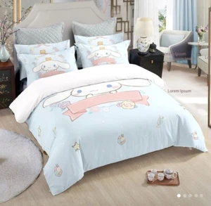 Juego de cama Cinnamoroll azul Sanrio Kawaii nuevo funda nórdica doble 2 fundas de almohada - Imagen 1 de 4