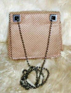 Whiting and Davis Vintage Shoulder Convertible Handbag Beaded Metal Mesh - Picture 1 of 11