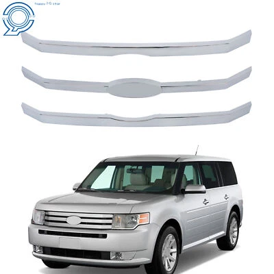 For 2009 2010 11 2012 Ford Flex Front Upper Grill Grille Bars Insert Chrome 3PC Foto 1 de 4