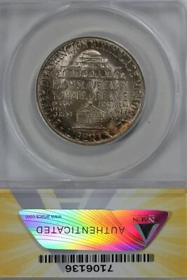 1946-S  .50   ANACS  MS 66 BOOKER T WASHINGTON    Classic Silver Commemorative   - Image 1 of 2