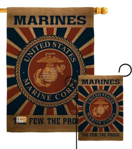 Marine Corps Burlap Garden Flag Armed Forces Decorative Gift Yard House Banner - Picture 1 of 17