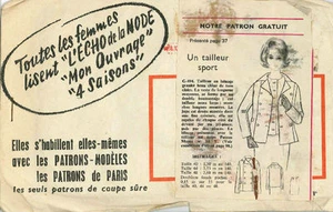 Patrón de costura francés vintage Un Tailleur G494 cintura 44 - Imagen 1 de 1