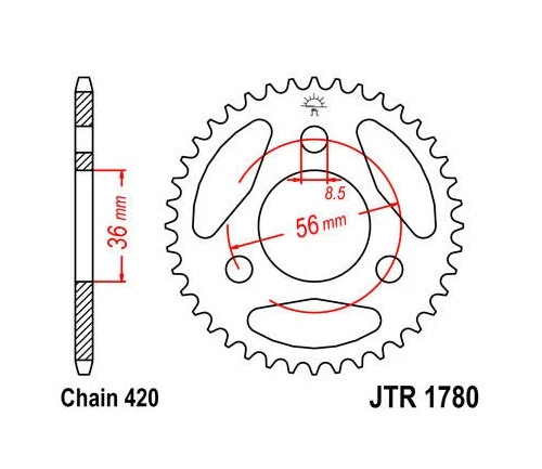 Piñón trasero de acero JT 420 28T #JTR1780.28 para Suzuki/Kawasaki JR50/KDX50 Foto 1 de 1