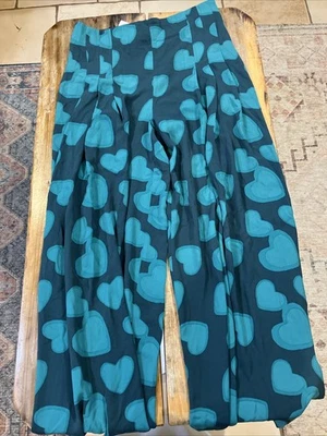 Dear Drew by Drew Barrymore Heart teal palazzo pants size 10 - Image 1 of 4
