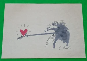 Tim Burton Drawing on paper (Handmade) signed and stamped mixed media. - Picture 1 of 5
