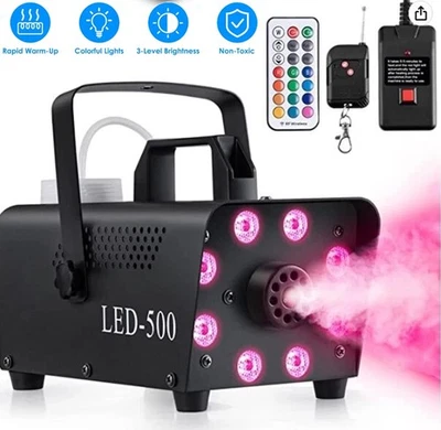 500W Smoke Fog Machine RGB Wireless Remote DJ Disco Party Stage Fogger Smoker US - Image 1 of 4