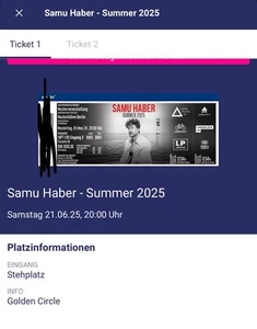 Original Tickets Samu Haber Golden Circle Erfurt - Bild 1 von 3