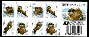 OTTERS IN SNOW 2021 US SCOTT #5648-5651 VF 2-SIDED BOOKLET  20 FOREVER STAMPS - Picture 1 of 2