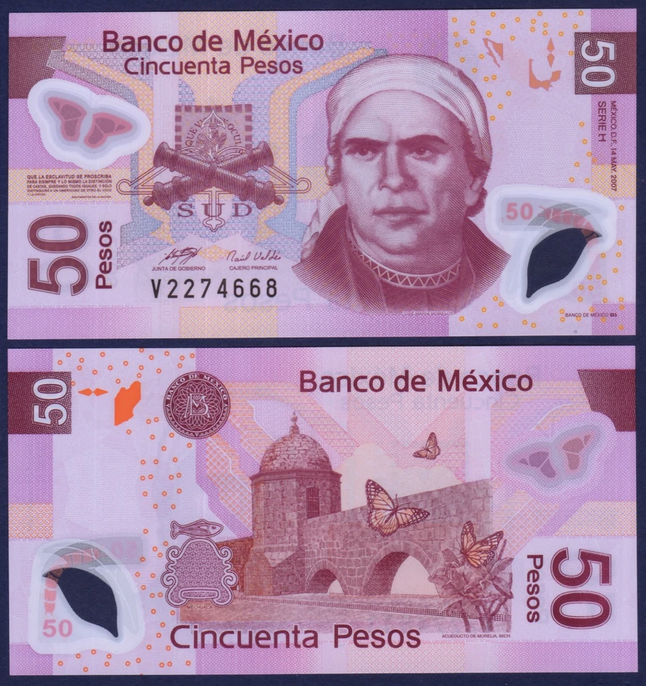 Mexico - P123h - 50 Pesos - POLYMER - Serie H - 2007 (2004) - Perfect UNC - Image 1 of 1