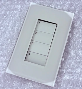 Lutron HQWT Palladiom Wallplate 1 Gang Glass White LWT-U-P-CWH 4 Button -NEW - Picture 1 of 4