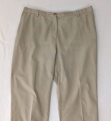 Lands End Elastic Back Chino Pants Women's 18W Tan Khaki Casual Straight Flaws  - Image 1 of 4