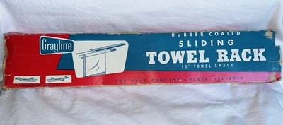 Винтажный Grayline три стальные качели полотенце бары белый виниловое покрытие новый запечатанный - Изображение 1 из 4