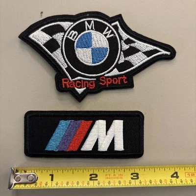 BMW + M Series Set (Iron on patch) Luxury/ Racing / Sports Car /Checker Flag