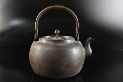 T1631: Utensilios de tetera japoneses antiguos con forma de cobre usados en Senchado Foto 1 de 4