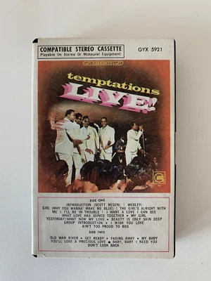 The Temptations Live! Vintage Cassette Tape Gordy VG+ Rare Ampex Snap Case - Image 1 of 4