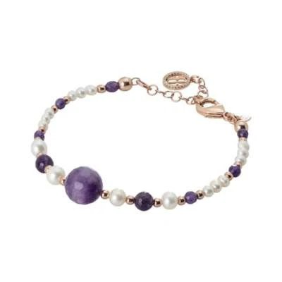 Bracciale Boccadamo argento rosato con ametista e perle naturali BR534RS - Immagine 1 di 4