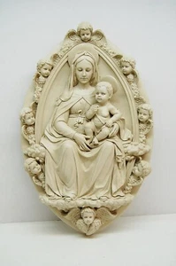 + Madonna mit Kind Statue Wandrelief mit Engeln + Maria & Engel + + Kelch Co. - Bild 1 von 12