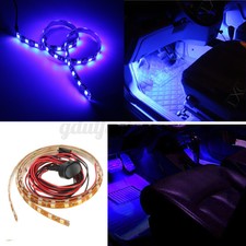 Neon Waterproof Purple LED Car Strip Light Interior Footwell Lamp & Plug Switch