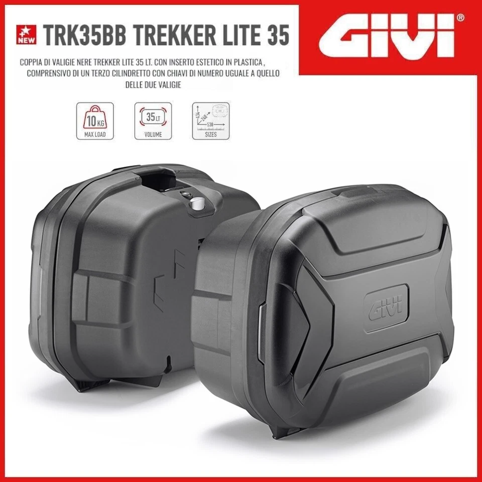 Coppia Valigie Monokey "Trekker Lite" 35 35L per Moto Nere - Givi TRK35BBPACK2