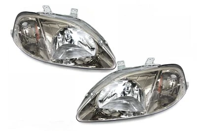 Faros gris metal pistola para Honda Civic EK EM1 99-00 SI EX LX DX ámbar Foto 1 de 2