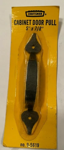 Vintage Craftsman Cabinet Door Pull 5" x 7/8" No 9-5619 Black Finish Forged Iron Cover