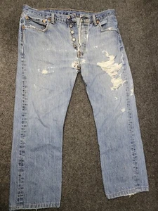 Vintage 90s Levis 501 Denim Jeans Button Fly Mens Size 34x30 Pants Distressed - Picture 1 of 16