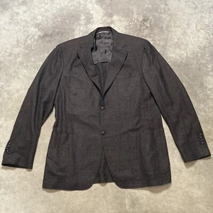 Canali Kei Blazer 46R Brown Wool Silk Linen Blend Jacket Elbow Patch Sport Coat - Picture 1 of 12