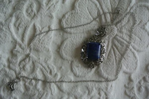 Blue Glass Pendant Necklace - Picture 1 of 2