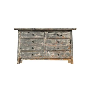 Distressed Gray Slope Side 8 Drawers Credenza Sideboard Console Cabinet ws4417 - Picture 1 of 7