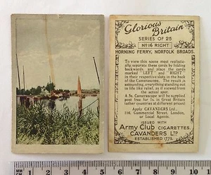 Horning Ferry Norfolk Broads Glorious Britain 1930s Cigarette Card Pair (B73) - Bild 1 von 2