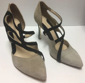 Carolinna Espinosa Heels 9 M Black Tan Suede Green Gold Metallic  Strappy Heel  - Picture 1 of 12