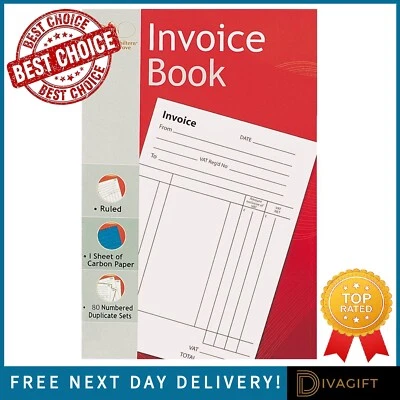 CHILTERN WOVE DUPLICATE INVOICE BOOK NCR RECEIPT RECORD CARBON RULED NUMBERED PAD 80 SETS NEW