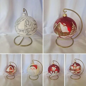 Handbemalte mundgeblasene Weihnachtskugel aus Glas auf Metallständer in Box 0,100 mm - Bild 1 von 54