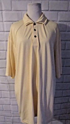 Pebble Beach Performance Golf Polo Shirt Sz XL Yellow Stripes Short Sleeve Top - Image 1 of 4