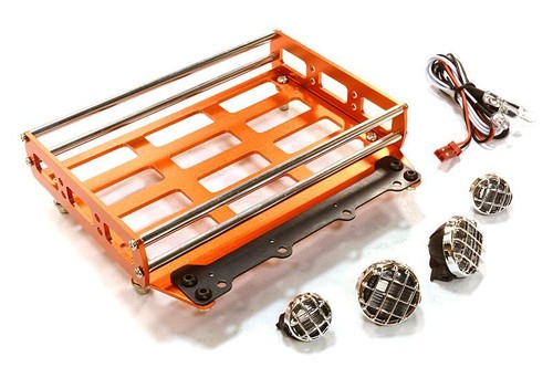 Coffre De Toit Réaliste Integy 1/10 Avec 4 LED - Aluminium 124x107x24mm