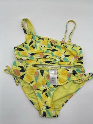 Conjunto de bikini asimétrico Seafolly limón soda para niñas conjuntos de trajes de baño talla 16 Foto 1 de 3