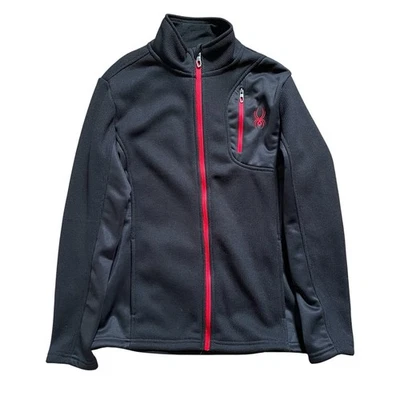 Spyder Boys Youth Jacket Size L(14/16) Full Zip Black Red Fleece - Image 1 of 4