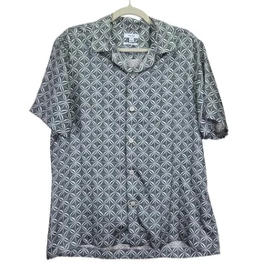 Camisa REISS Tintipan Cubana Para Hombres Botón Grande Geométrica Verde Ropa de Resort Inglaterra - Imagen 1 de 8